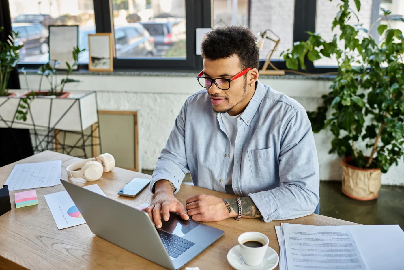 A newly appointed company director working in a modern home office